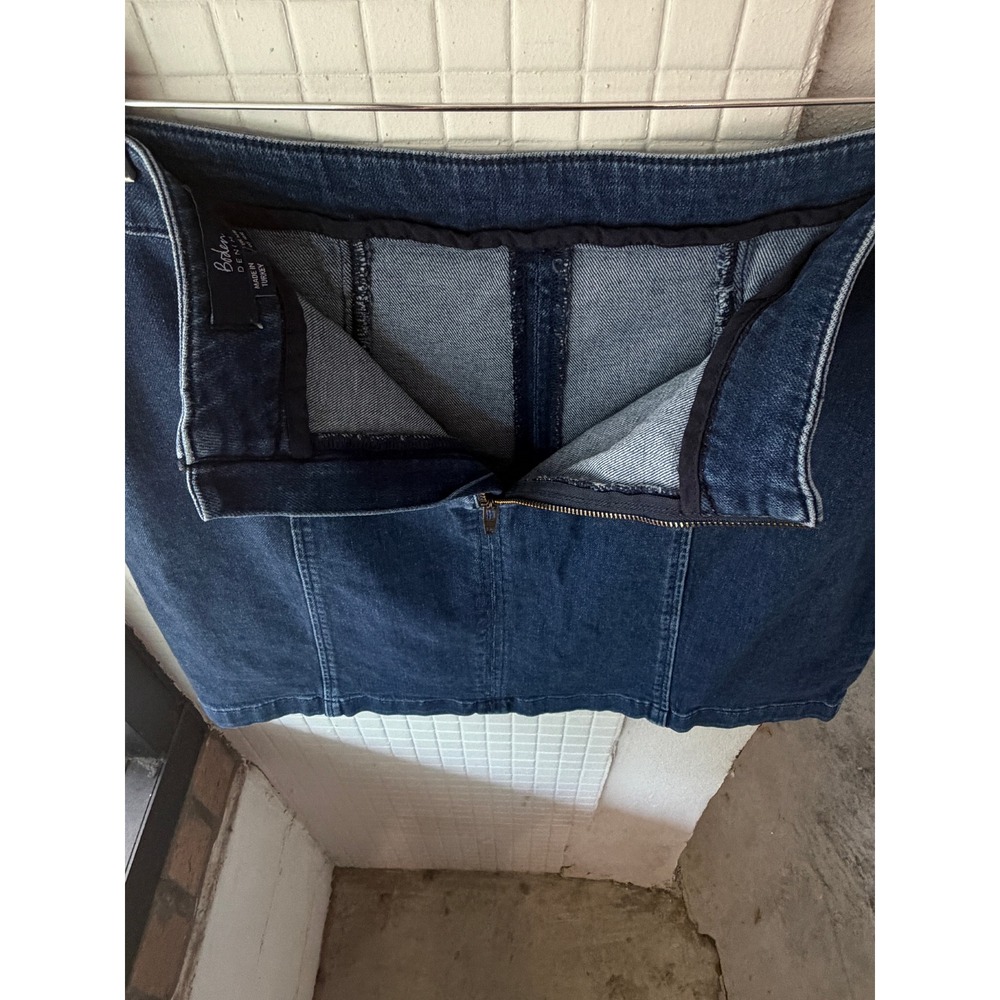 Boden Dark Indigo Denim A-Line Mini Skirt Blue Seam Detail Size US 10R Medium - Picture 6 of 7